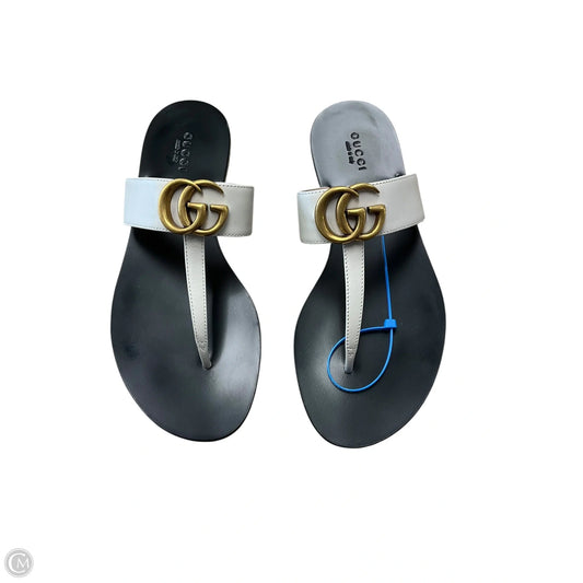 Sandals Luxury Designer By Gucci In Black & White, Size: 6
