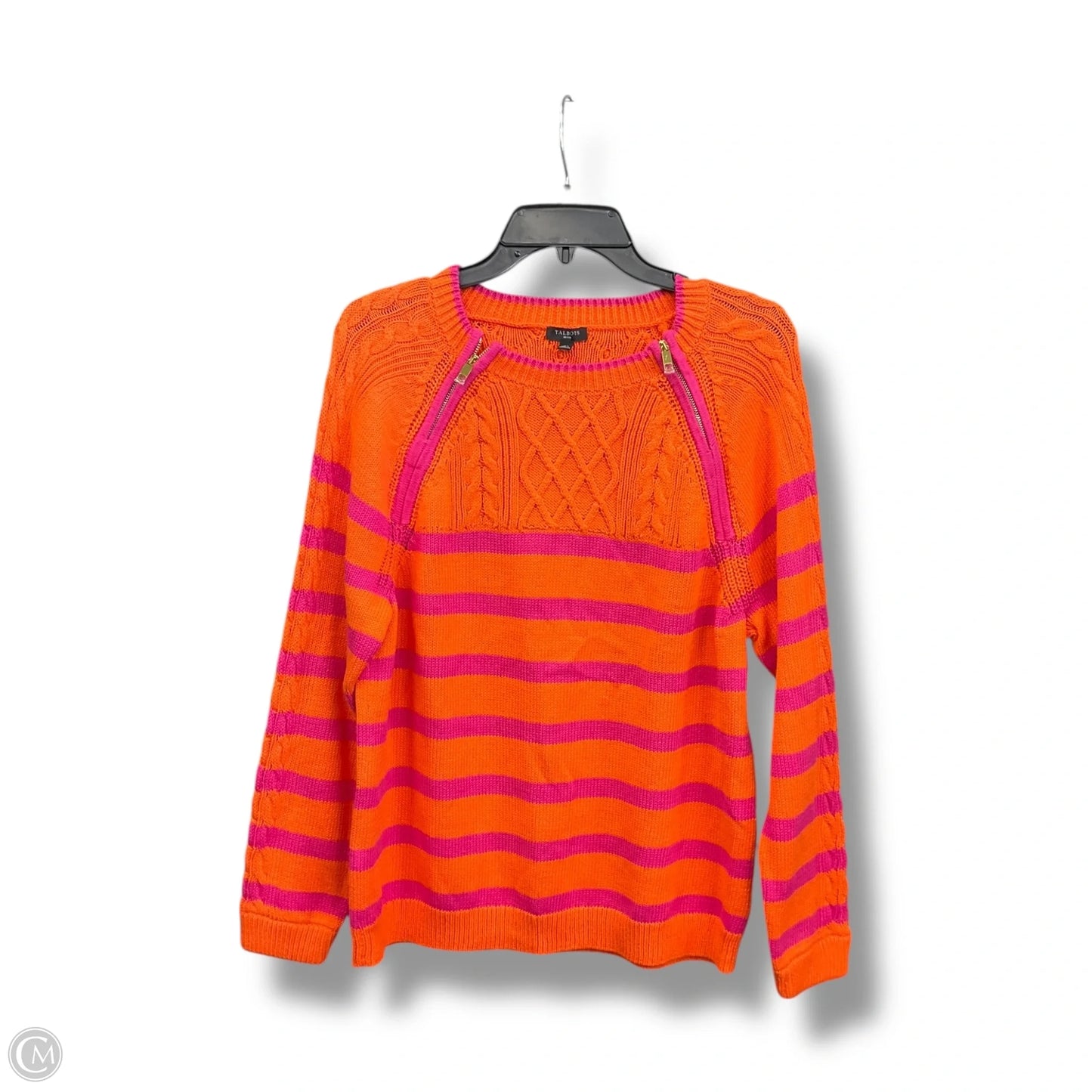 Sweater By Talbots In Orange & Pink, Size: Xlp