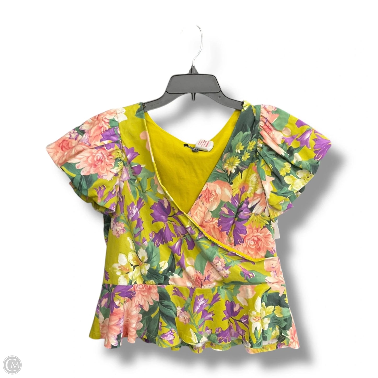 Top Short Sleeve By Express In Floral Print, Size: L