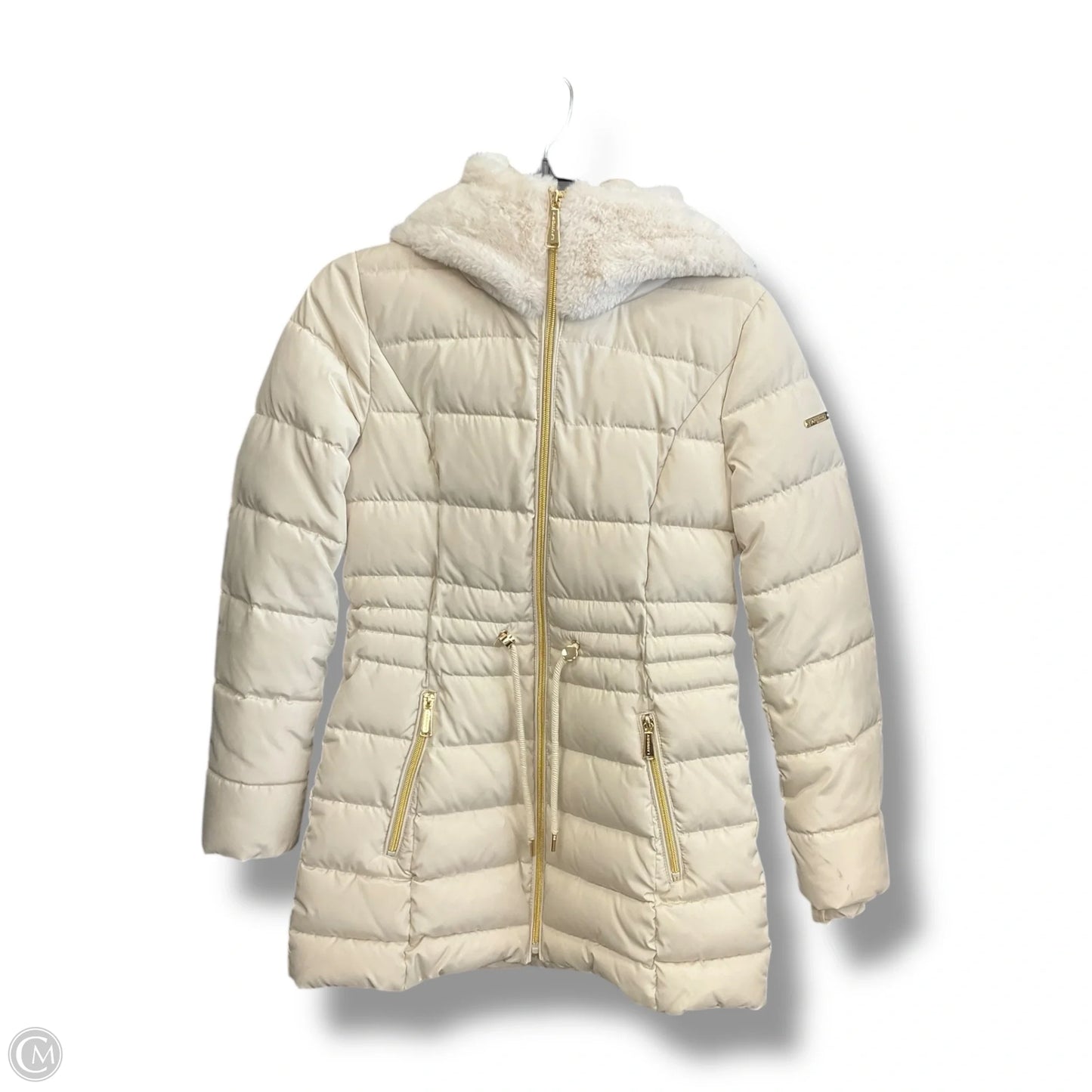 Coat Puffer & Quilted By Laundry In Cream, Size: Xs