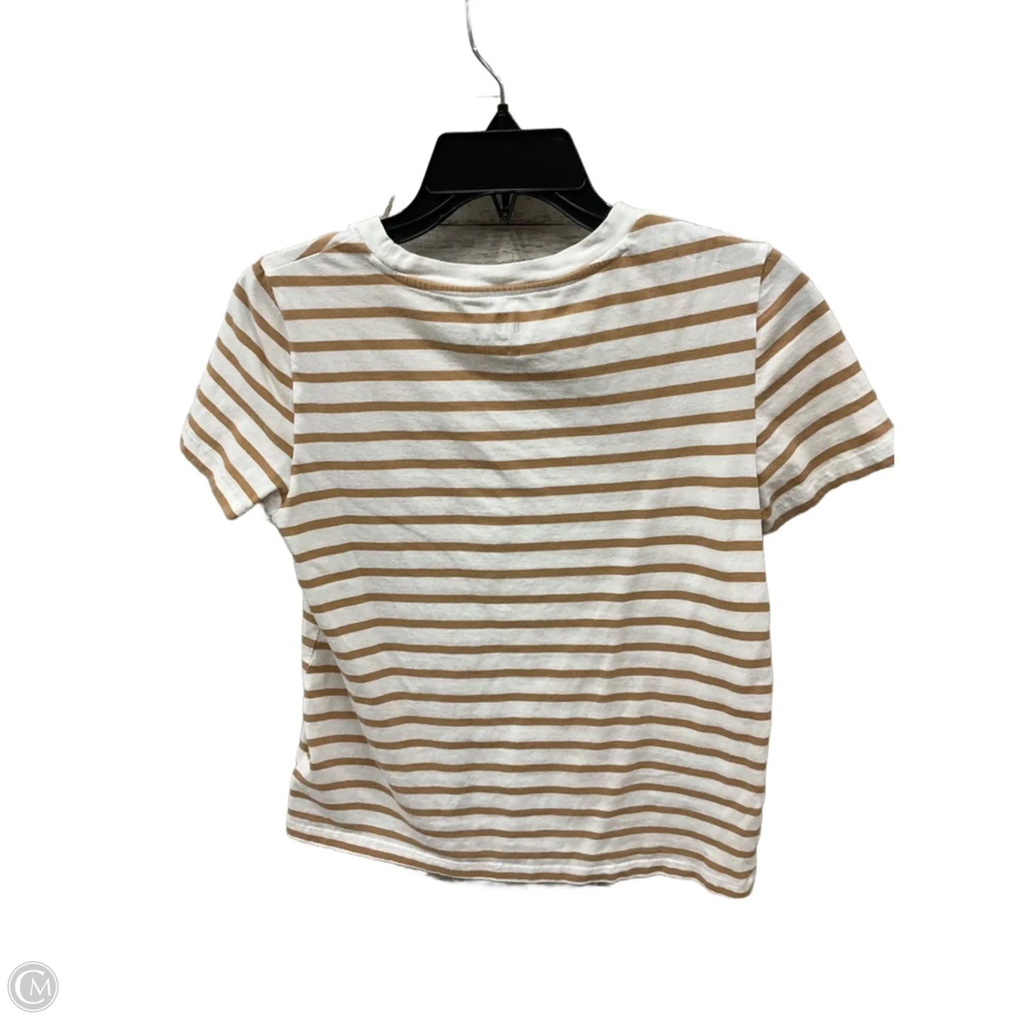 Top Short Sleeve Basic By Gap In Tan & White, Size: S