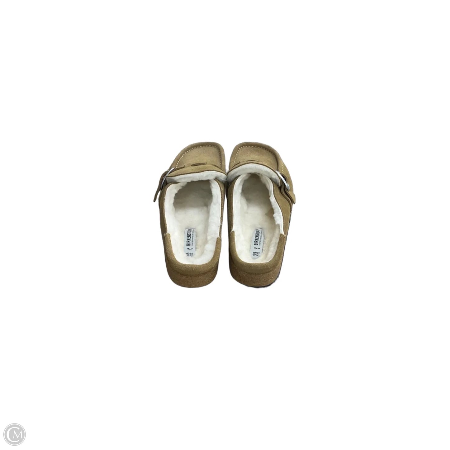 Shoes Flats By Birkenstock In Brown & Cream, Size: 7.5