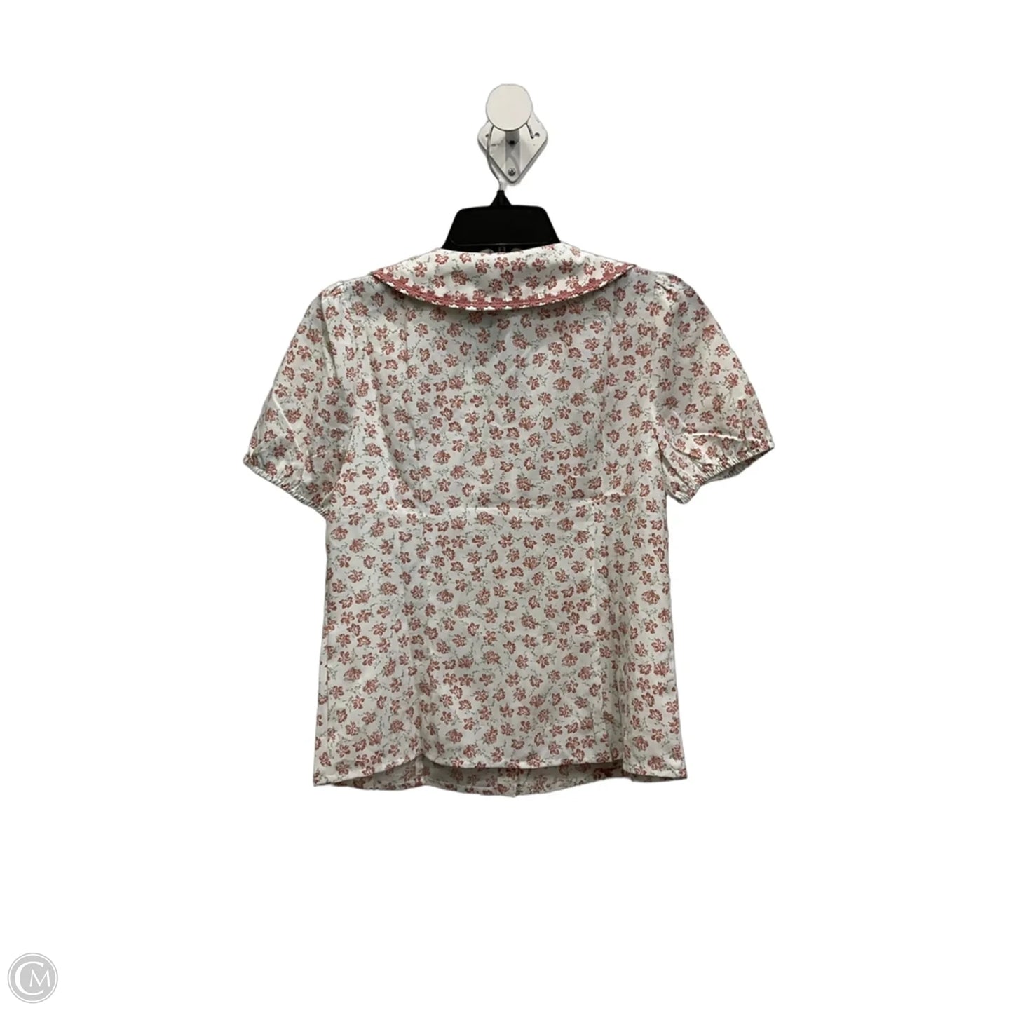 Blouse Short Sleeve By Allegra K In Pink & White, Size: S