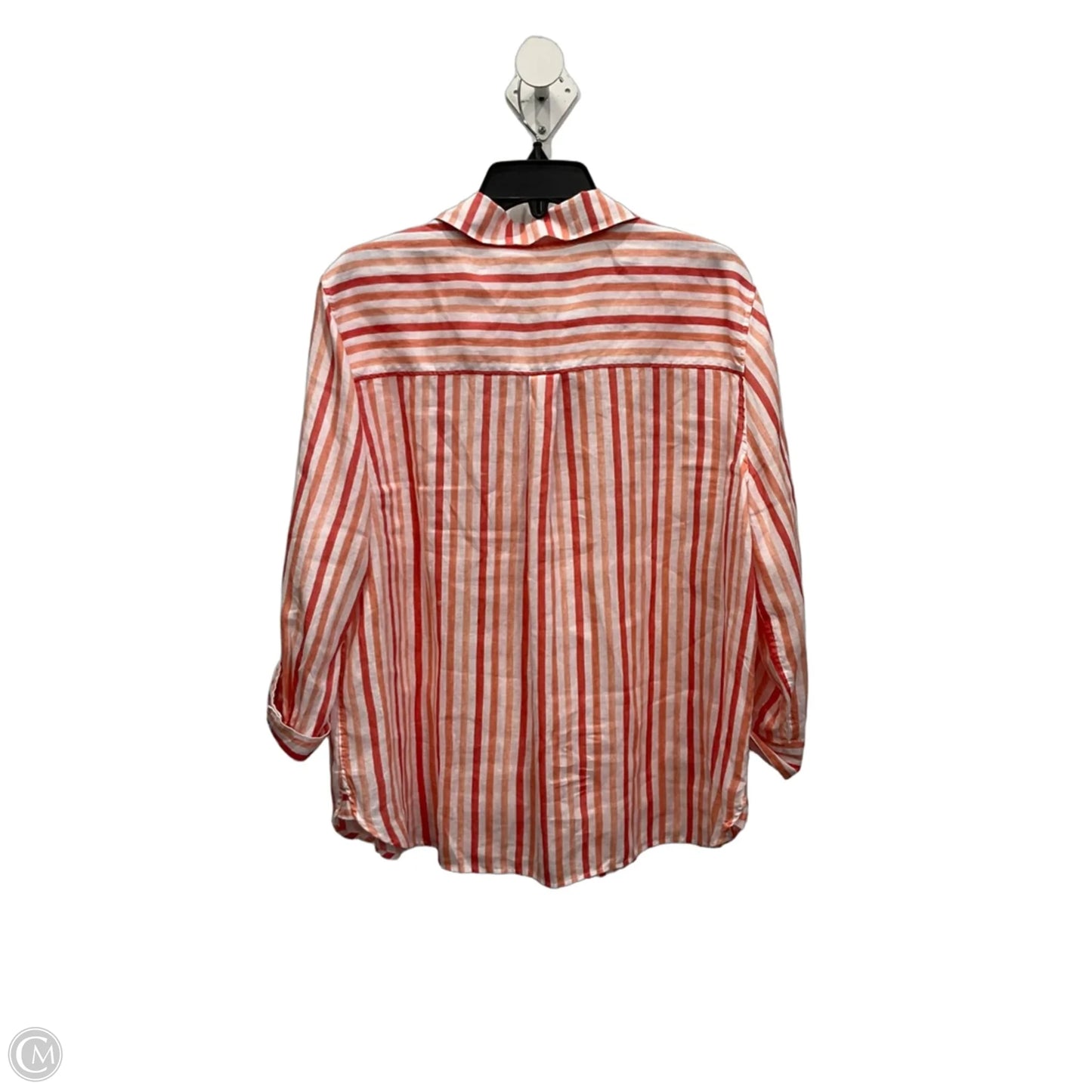 Blouse Long Sleeve By Chicos In Orange & White, Size: Xxl
