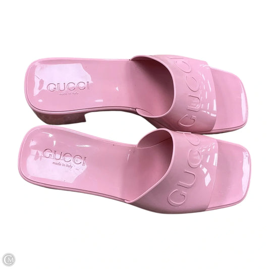 Sandals Luxury Designer By Gucci In Pink, Size: 6.5