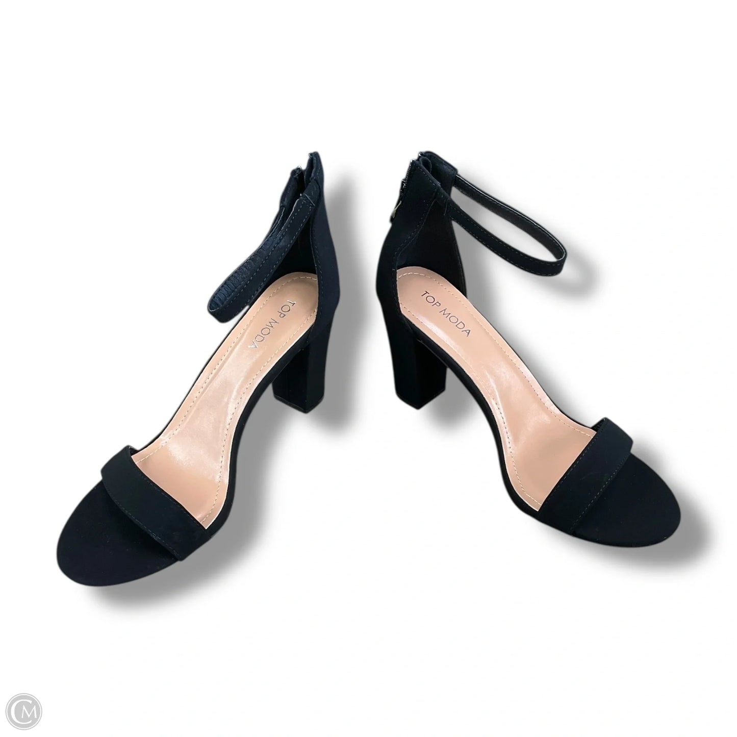 Sandals Heels Block By Top Moda In Black, Size: 10
