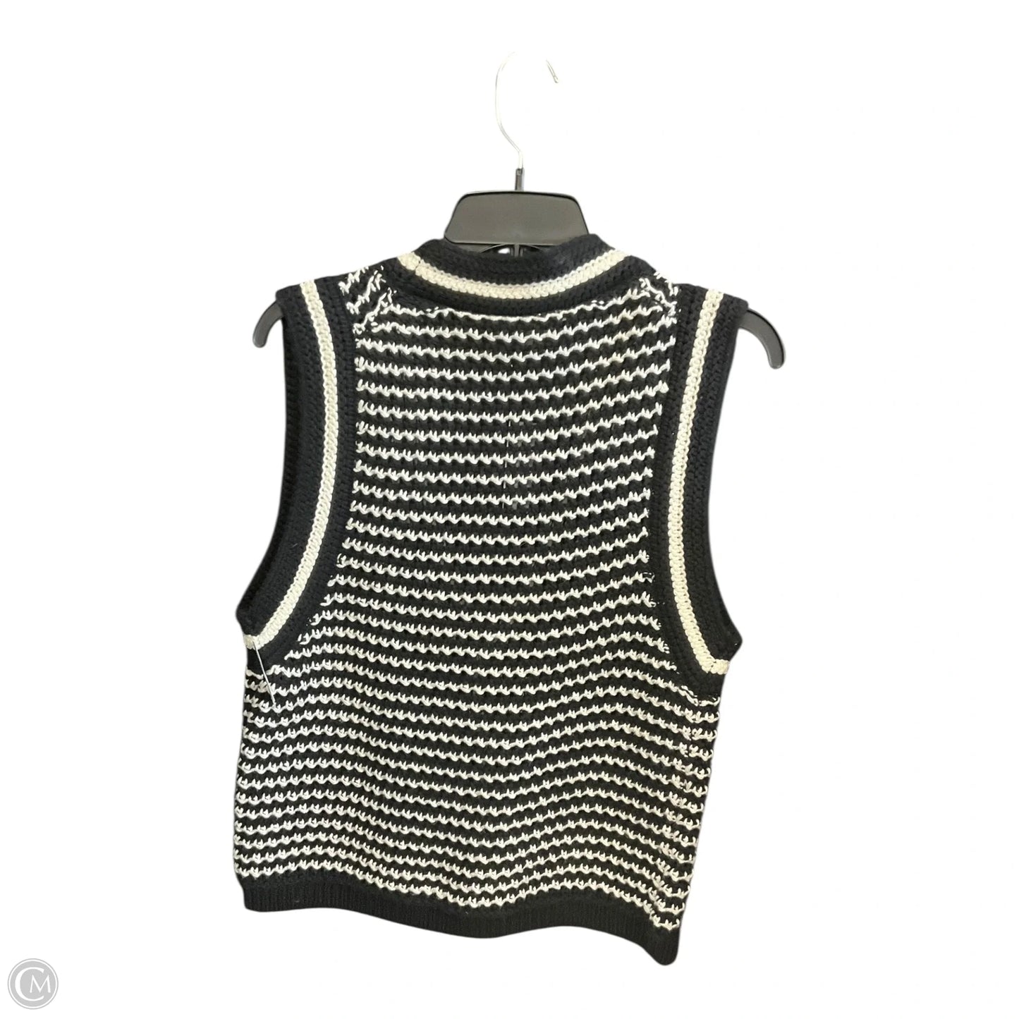 Vest Sweater By Loft In Black & White, Size: M