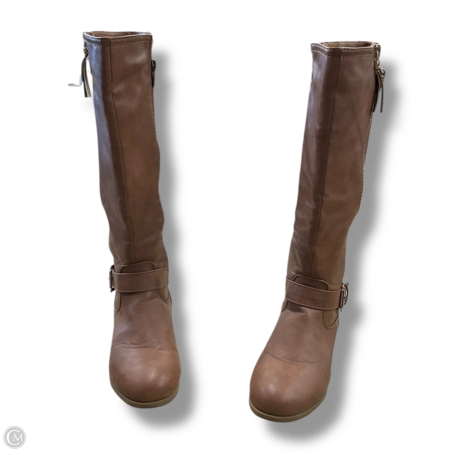 Boots Mid-calf Flats By Top Moda In Brown, Size: 7