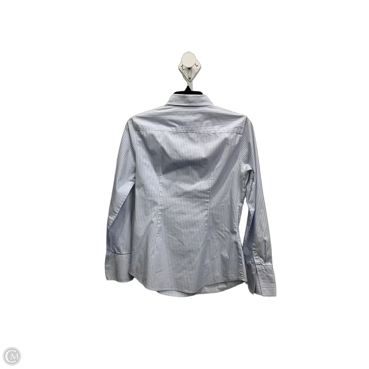 Blouse Long Sleeve By Banana Republic In Blue & White, Size: S