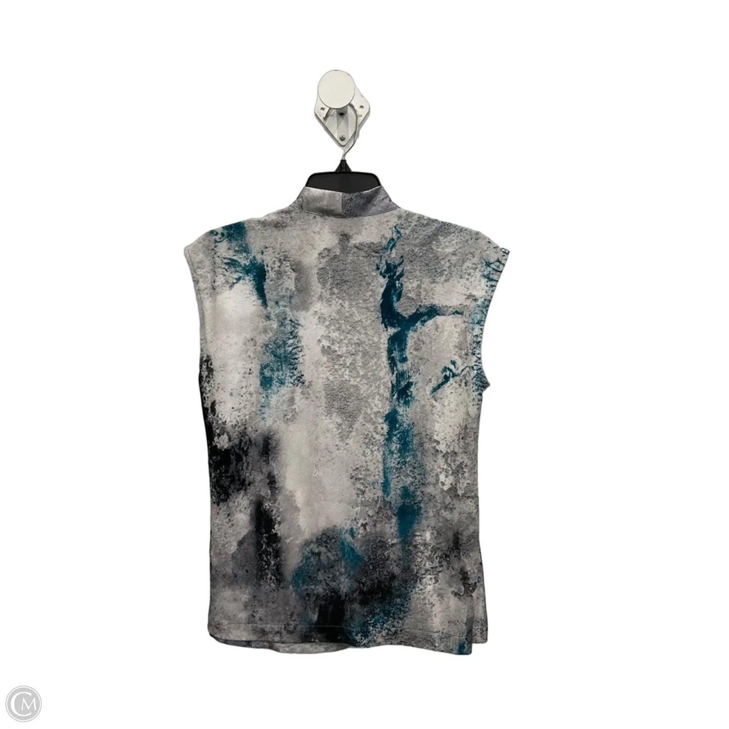 Top Sleeveless By Donna Karan In Blue & Grey, Size: Sp