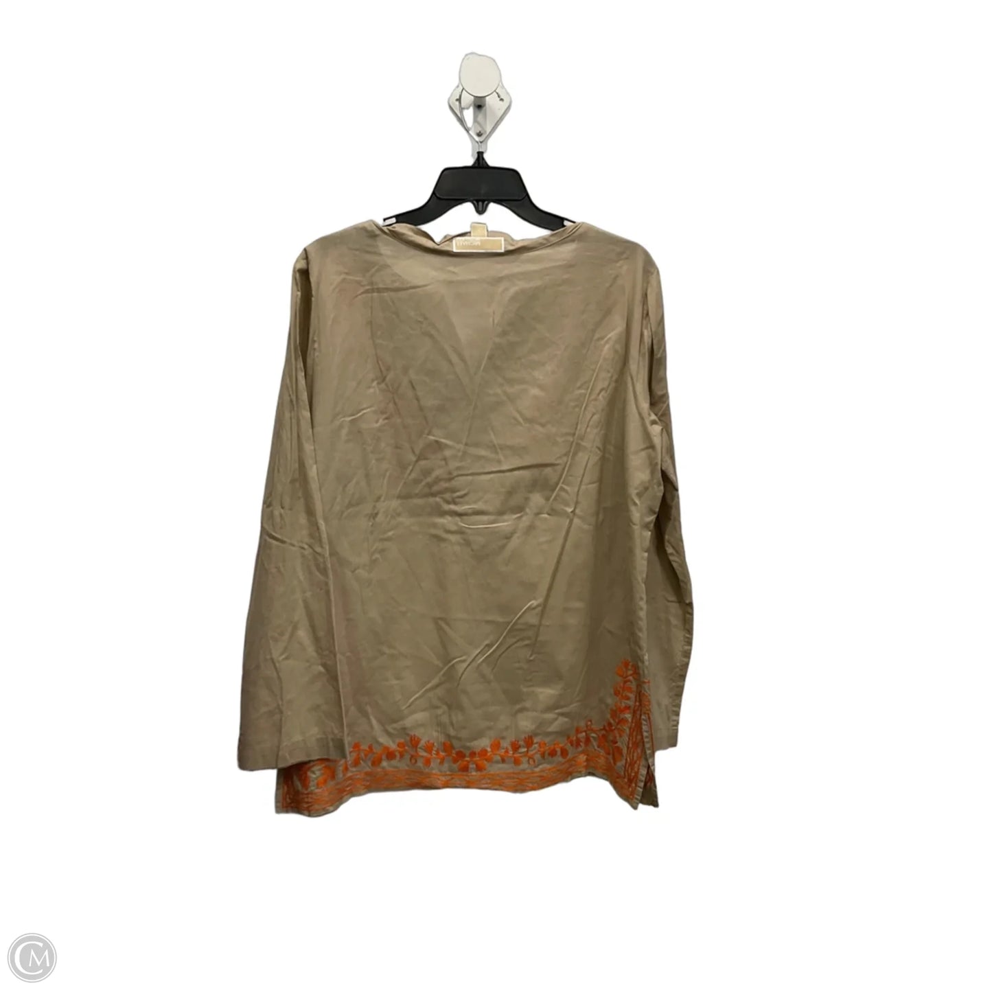Top Long Sleeve By Michael By Michael Kors In Orange & Tan, Size: L