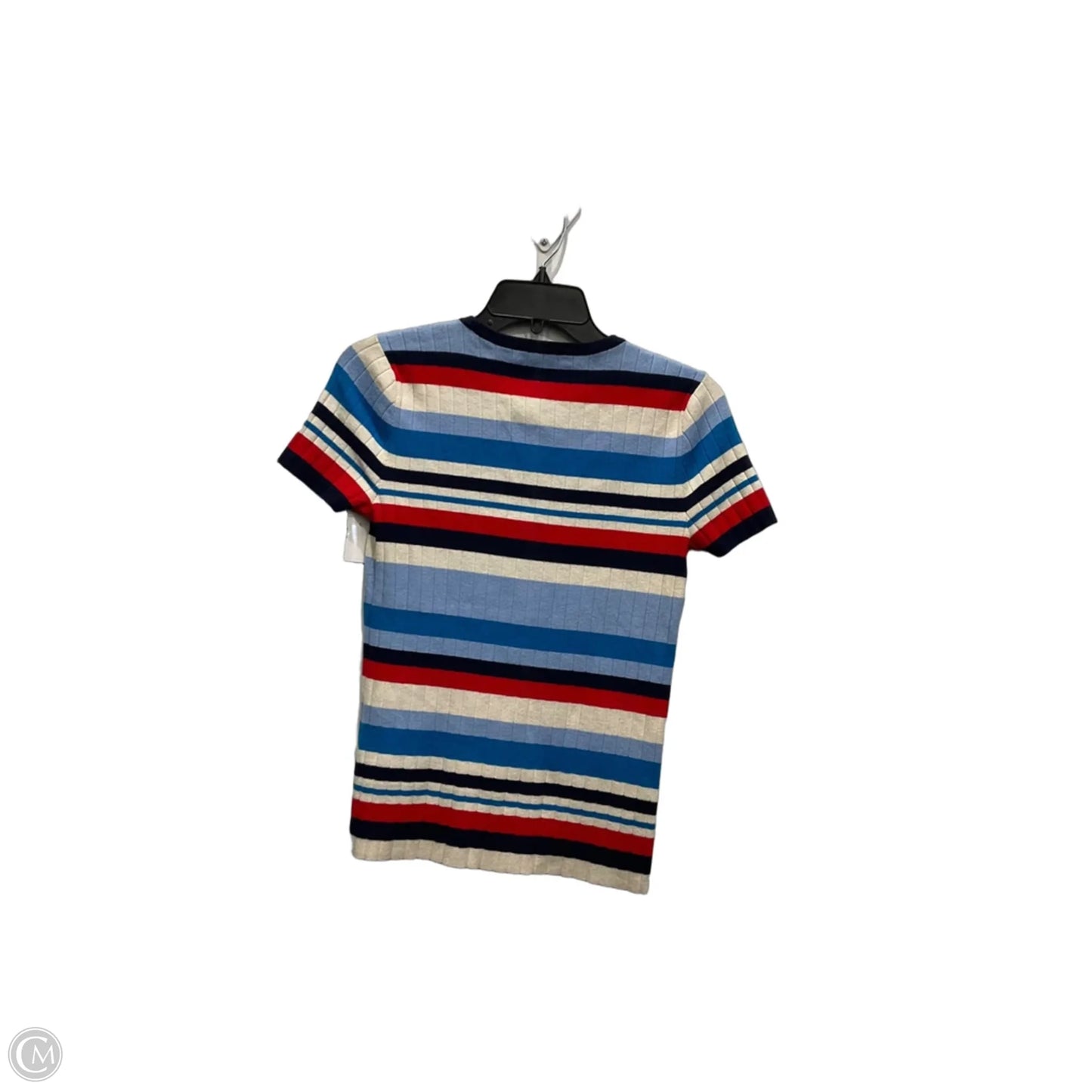 Top Short Sleeve By Lauren By Ralph Lauren In Blue & Red & White, Size: M