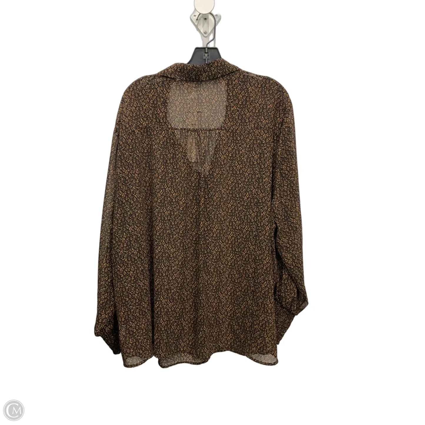 Top Long Sleeve By Pleione In Black & Brown, Size: 3x