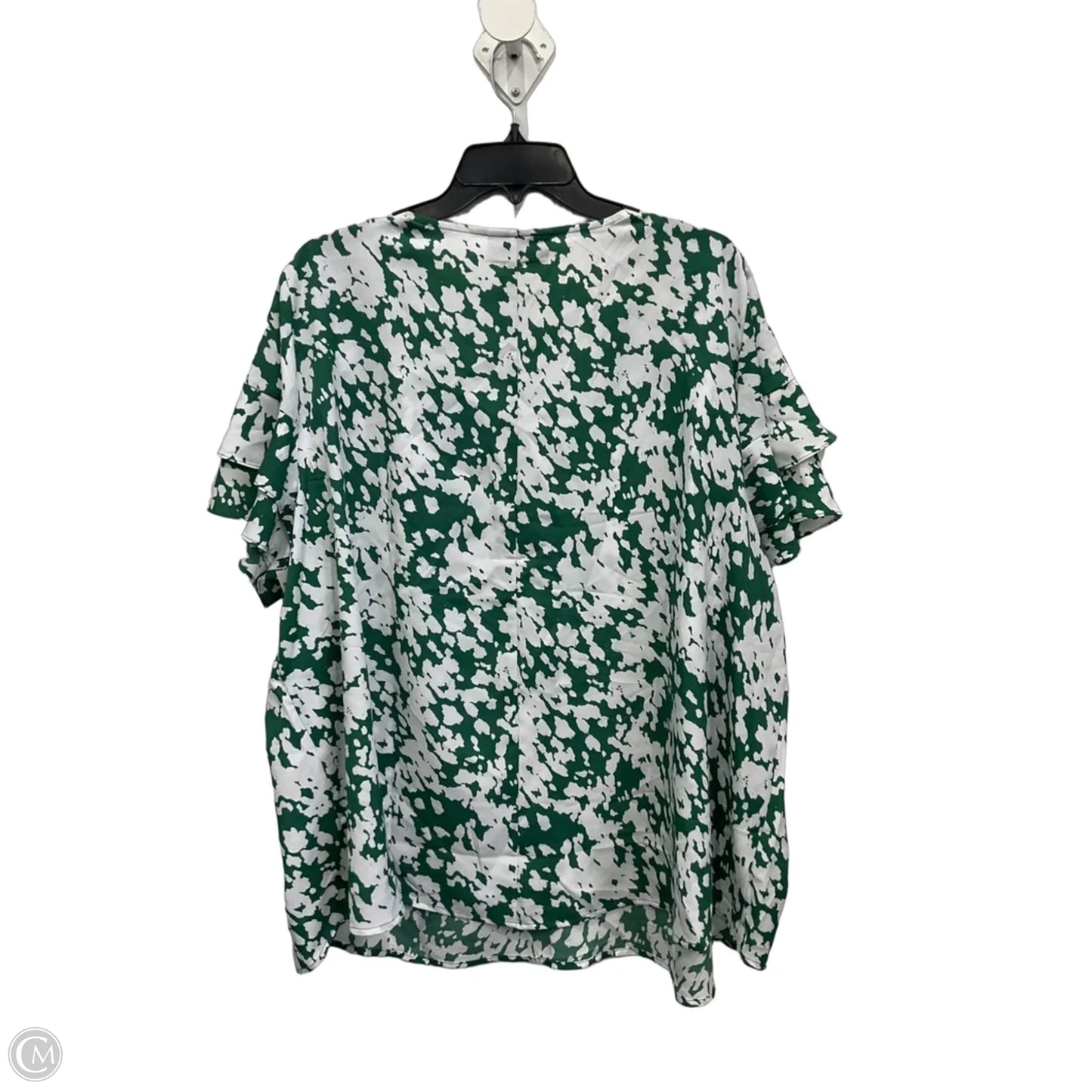 Top Short Sleeve By Lane Bryant In Green & White, Size: 3x