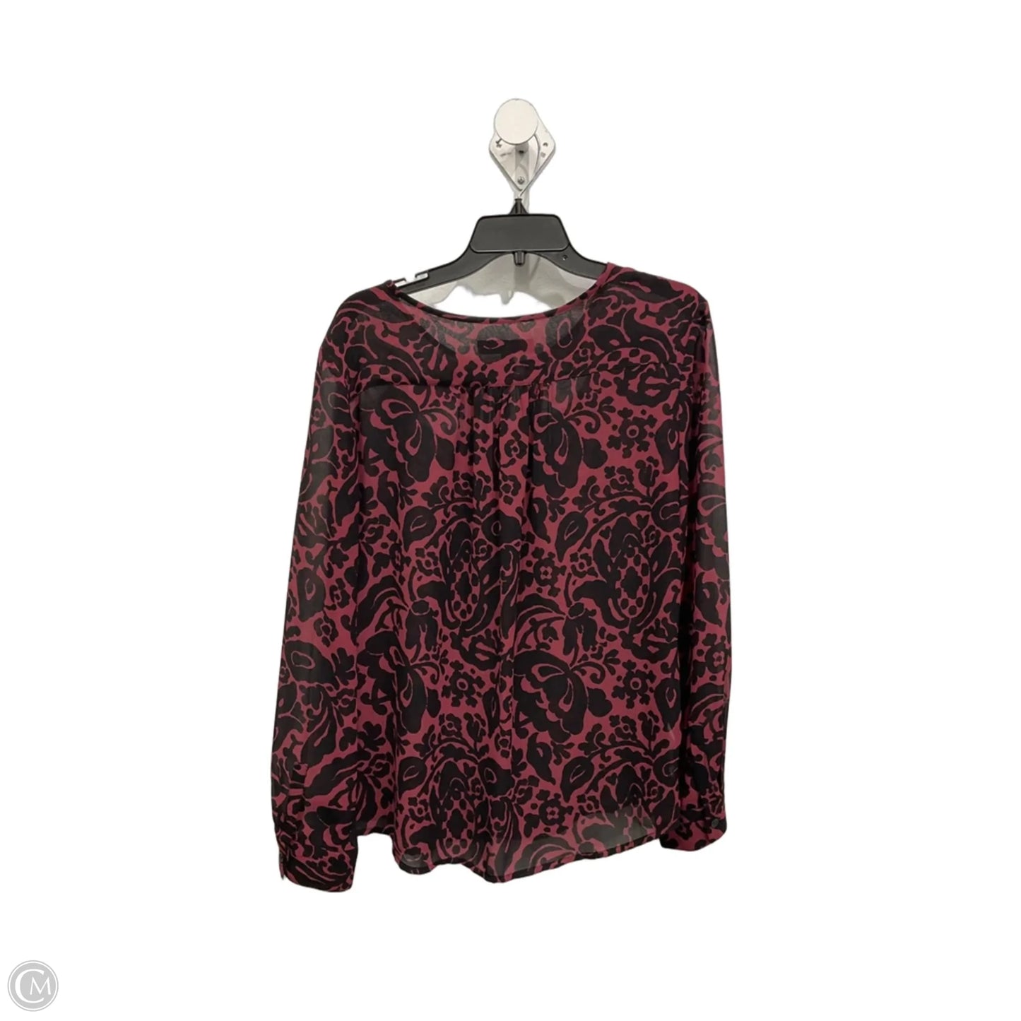Blouse Long Sleeve By Loft In Red & Silver, Size: L