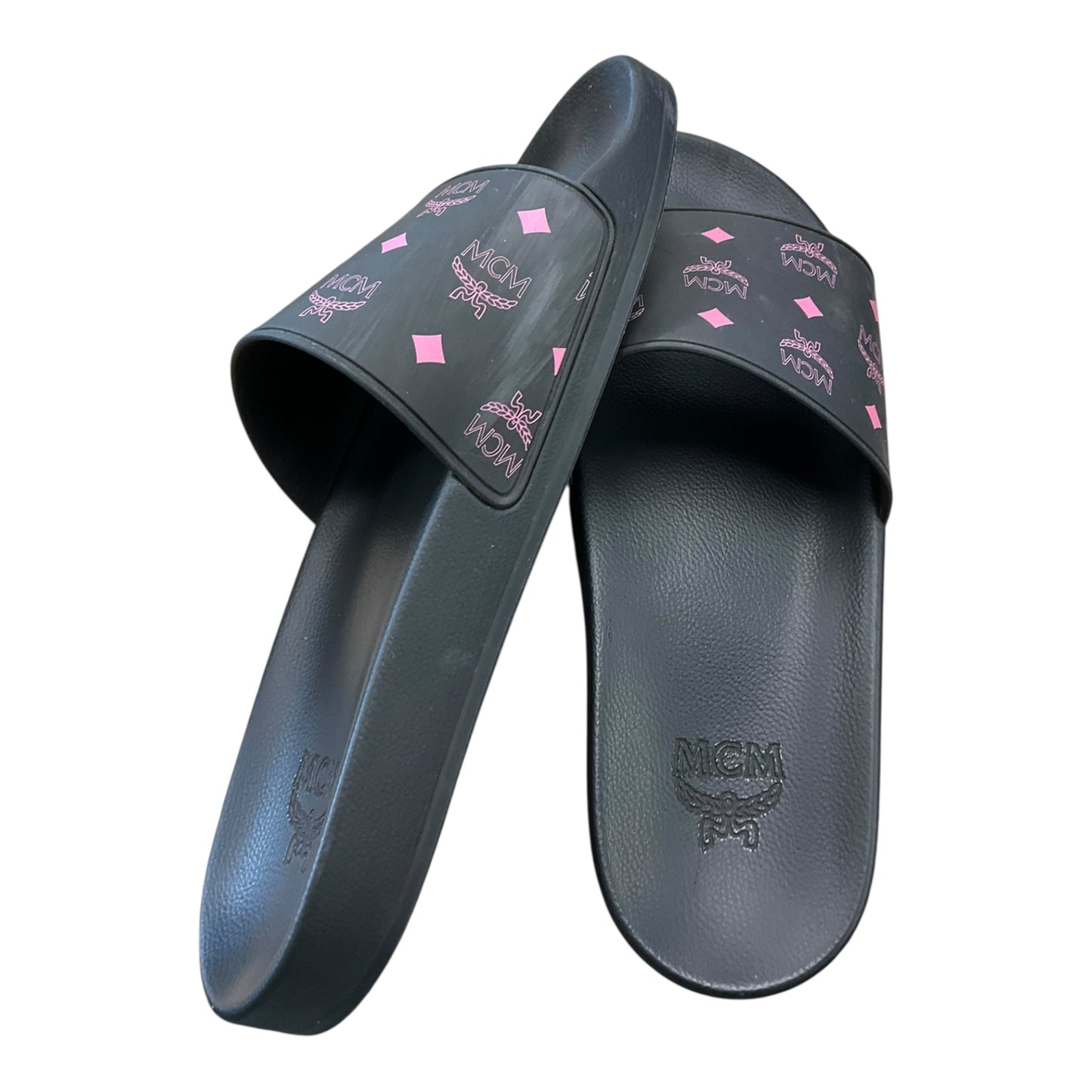 Sandals Luxury Designer By Mcm In Black & Pink, Size: 9.5