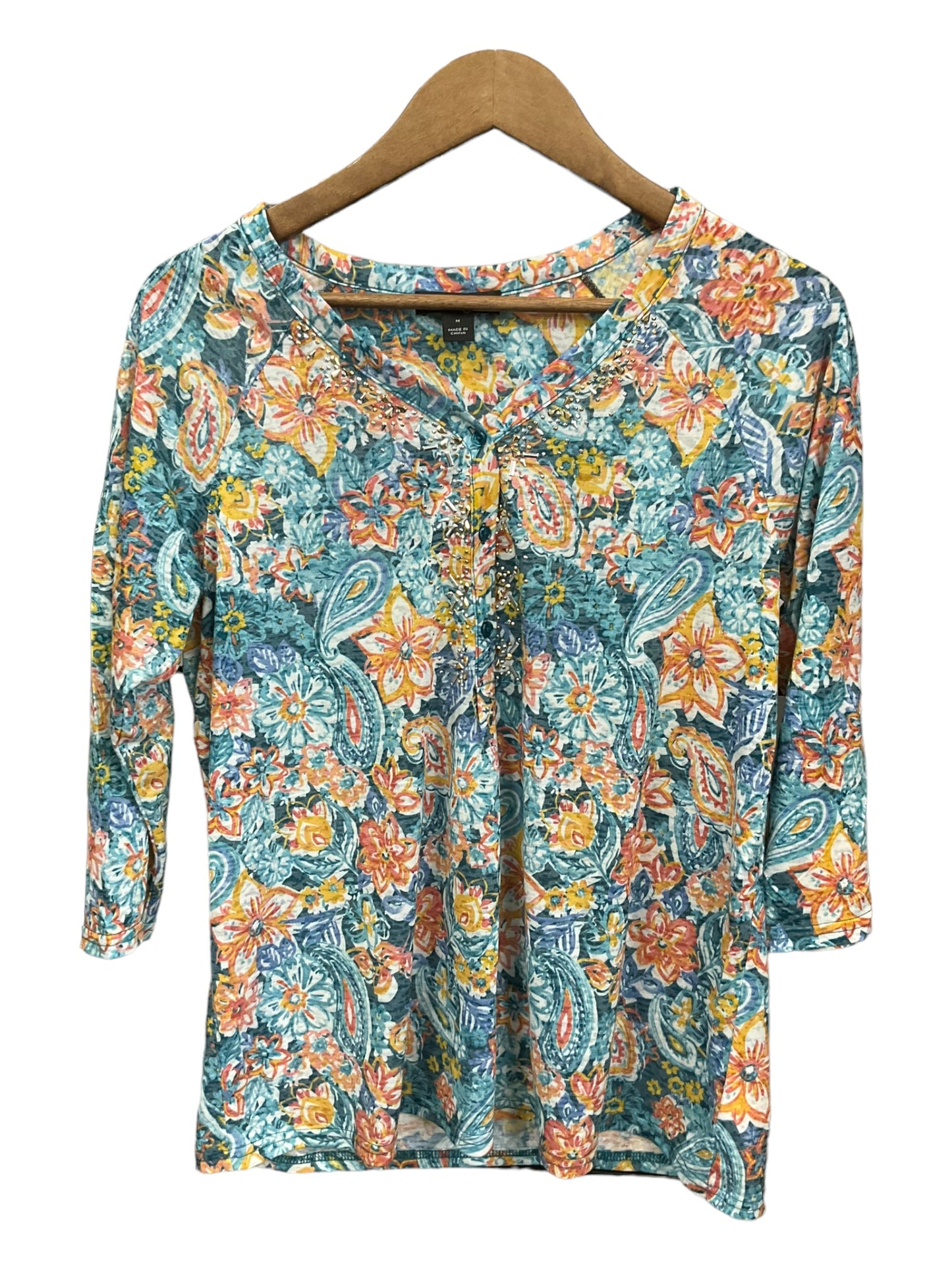 Blouse 3/4 Sleeve By Erika And Co Size: M