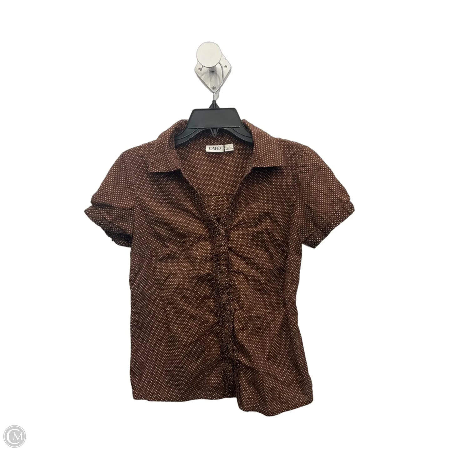 Blouse Short Sleeve By Cato In Brown, Size: S