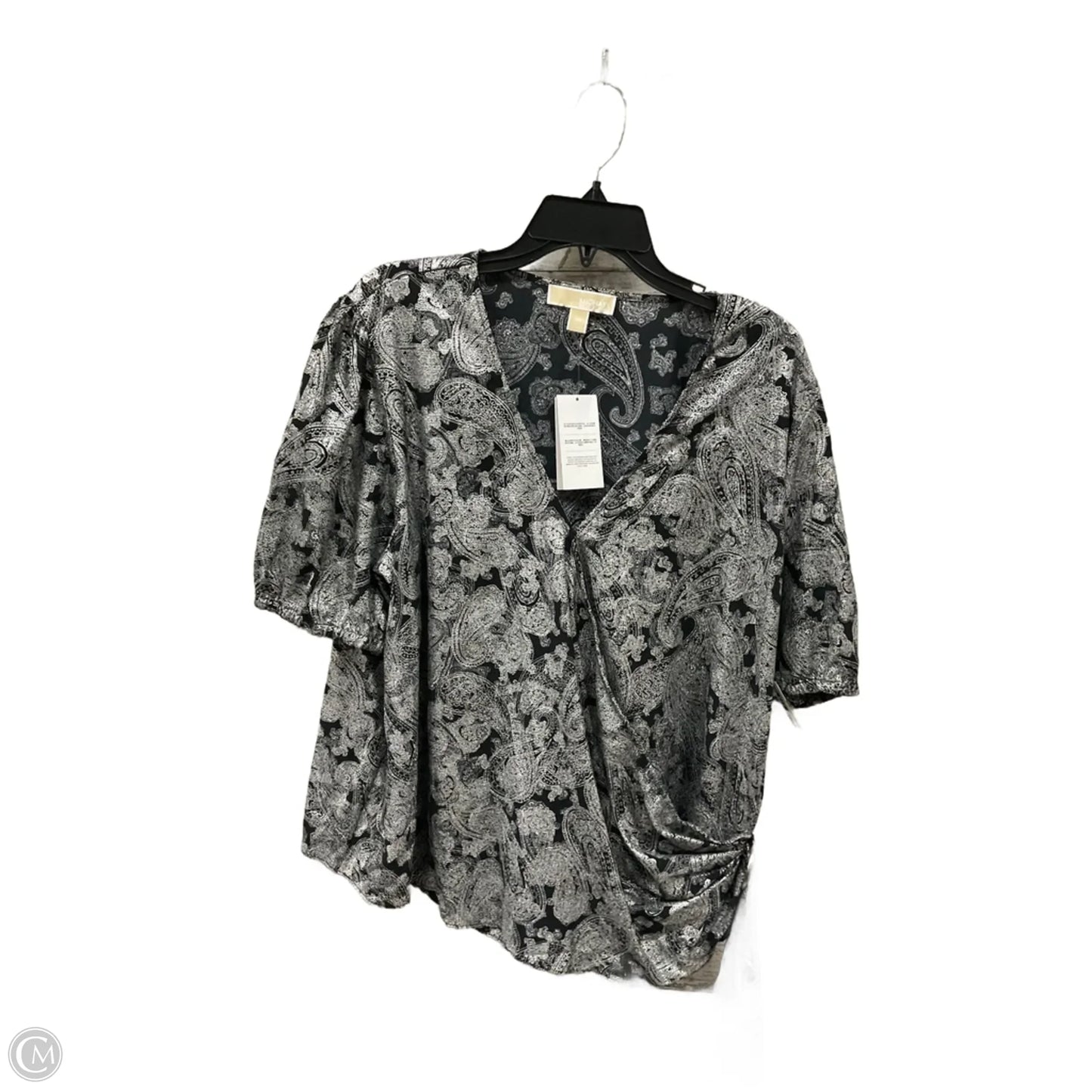 Top Short Sleeve By Michael By Michael Kors In Black & Silver, Size: 2x