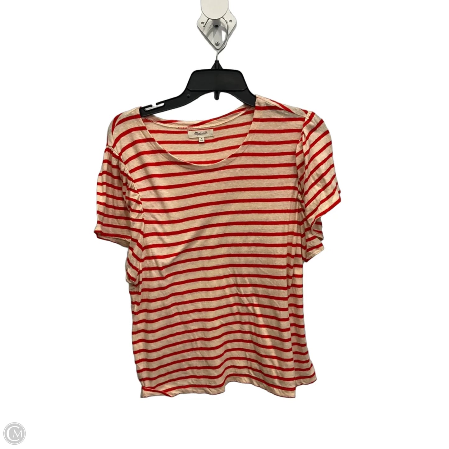 Top Short Sleeve By Madewell In Striped Pattern, Size: M