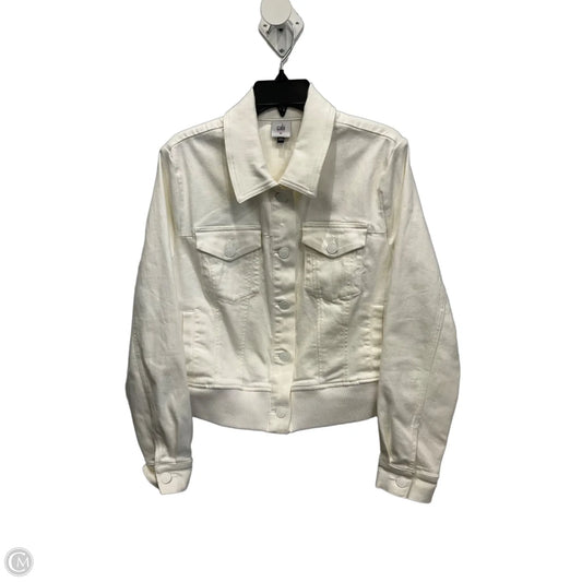 Jacket Denim By Cabi In White Denim, Size: M