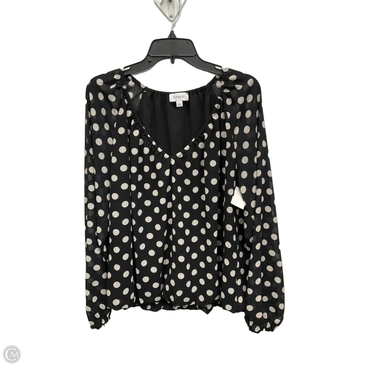 Top Long Sleeve By Evereve In Polkadot Pattern, Size: L