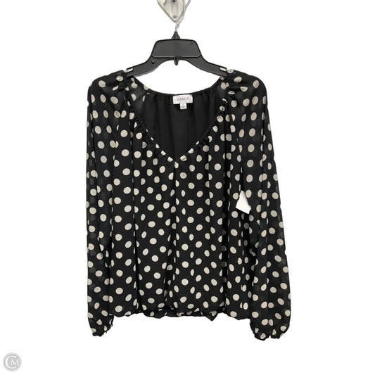 Top Long Sleeve By Evereve In Polkadot Pattern, Size: L