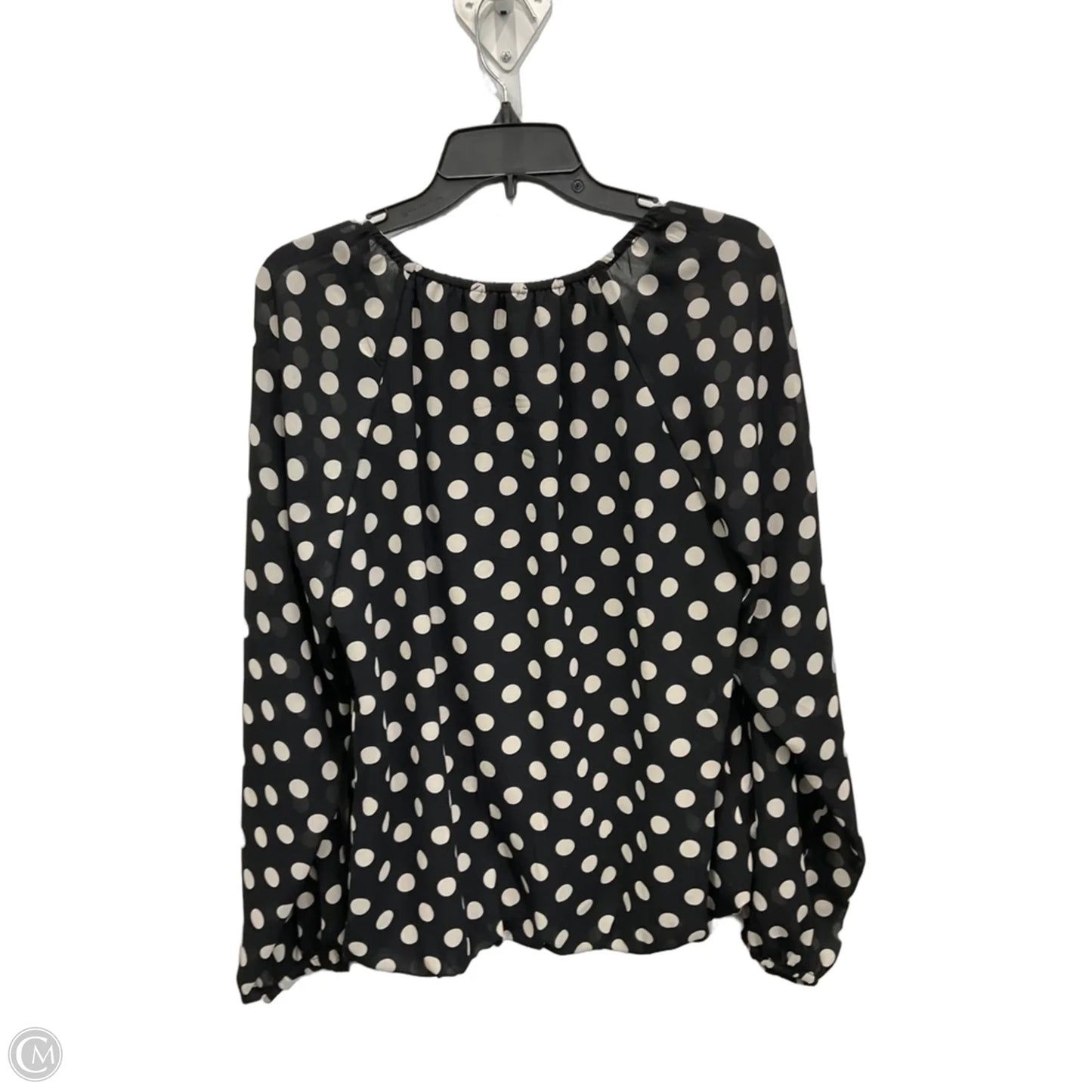 Top Long Sleeve By Evereve In Polkadot Pattern, Size: L