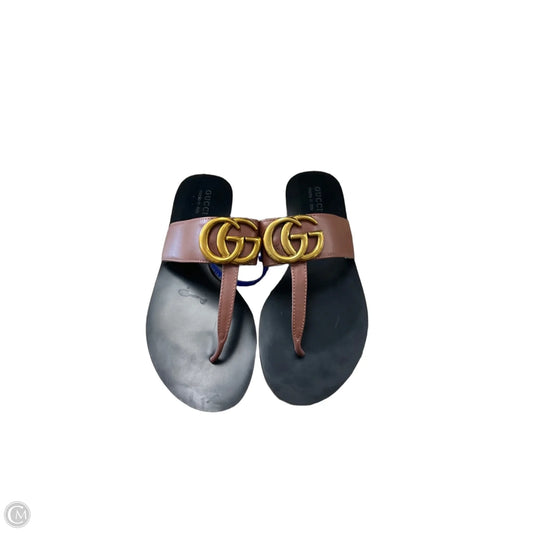 Sandals Luxury Designer By Gucci In Brown, Size: 5