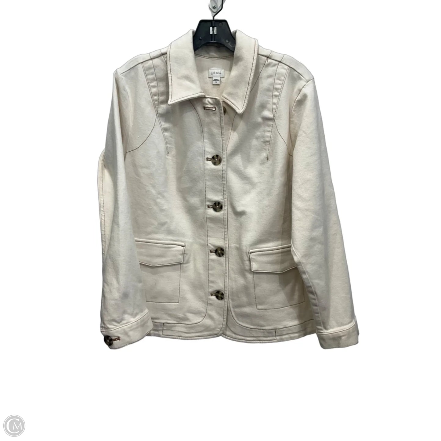 Jacket Denim By J. Jill In Cream Denim, Size: Xl
