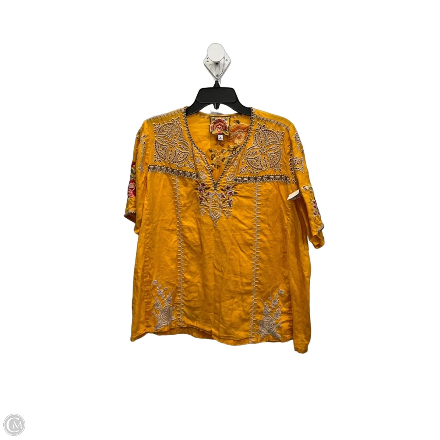 Top Short Sleeve By Johnny Was In Yellow, Size: M