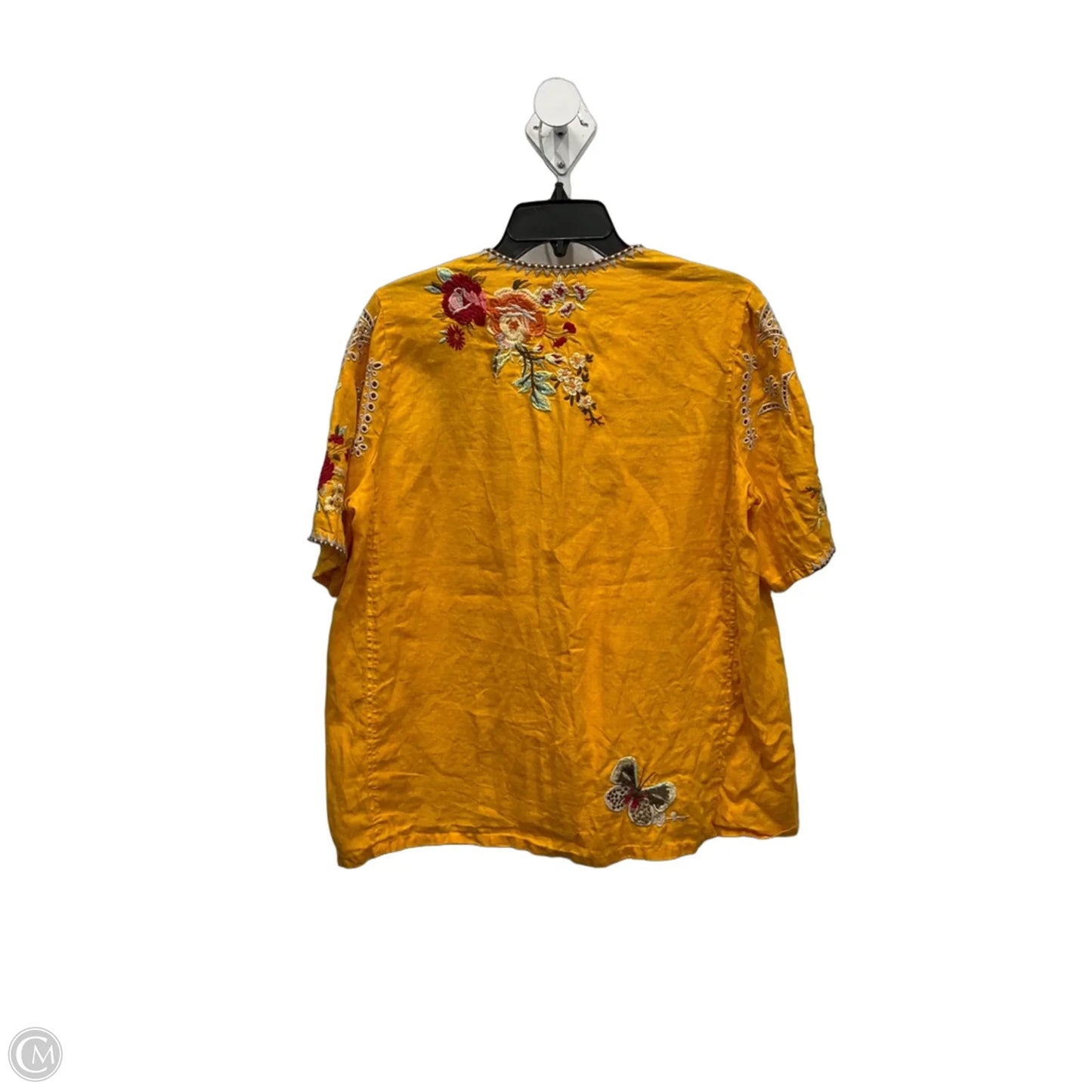 Top Short Sleeve By Johnny Was In Yellow, Size: M
