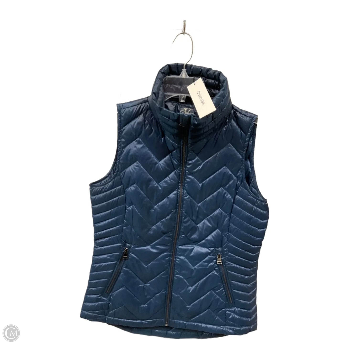 Vest Puffer & Quilted By Calvin Klein In Blue, Size: S