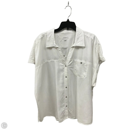 Blouse Short Sleeve By West Bound In White, Size: 2x