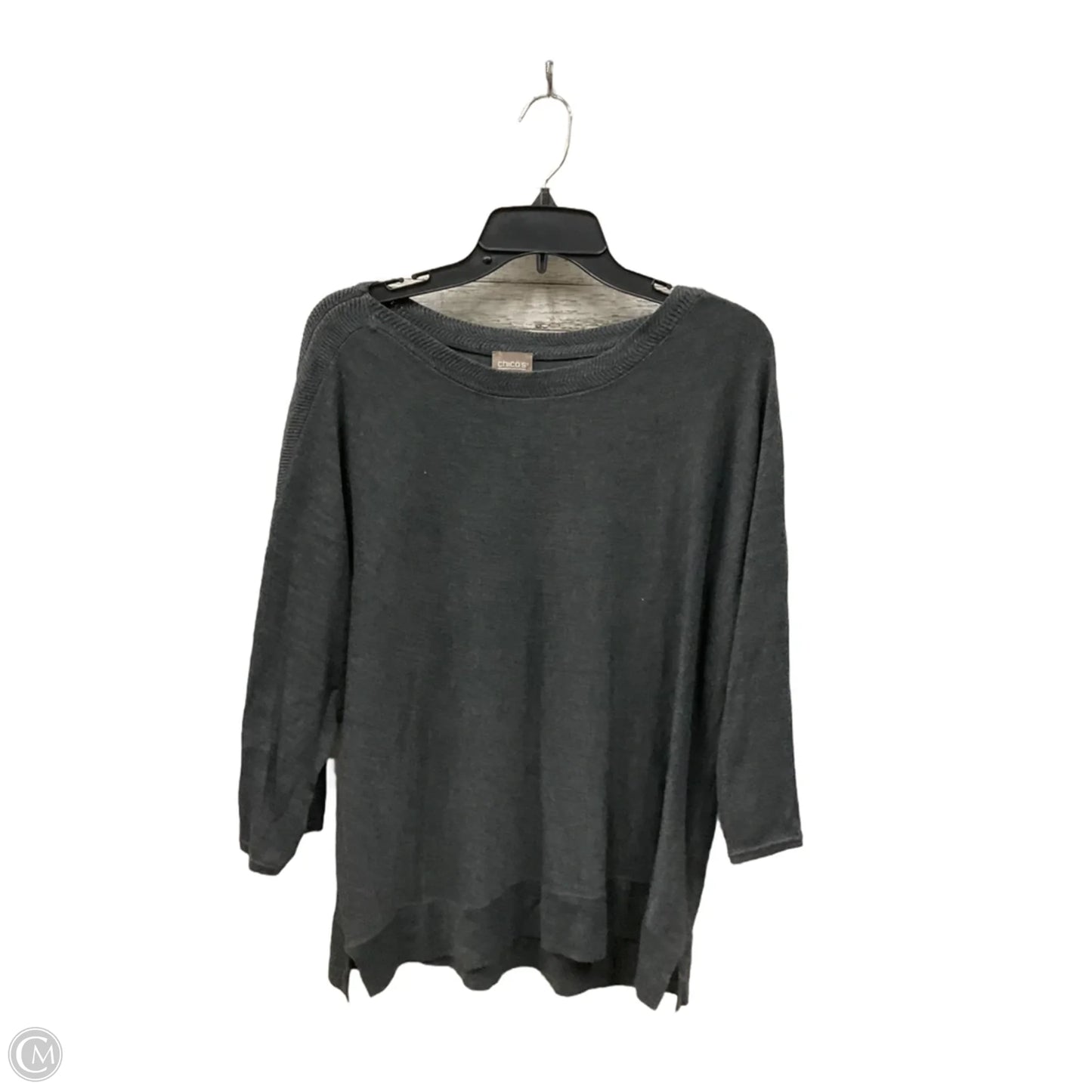 Top 3/4 Sleeve By Chicos In Grey, Size: Xl
