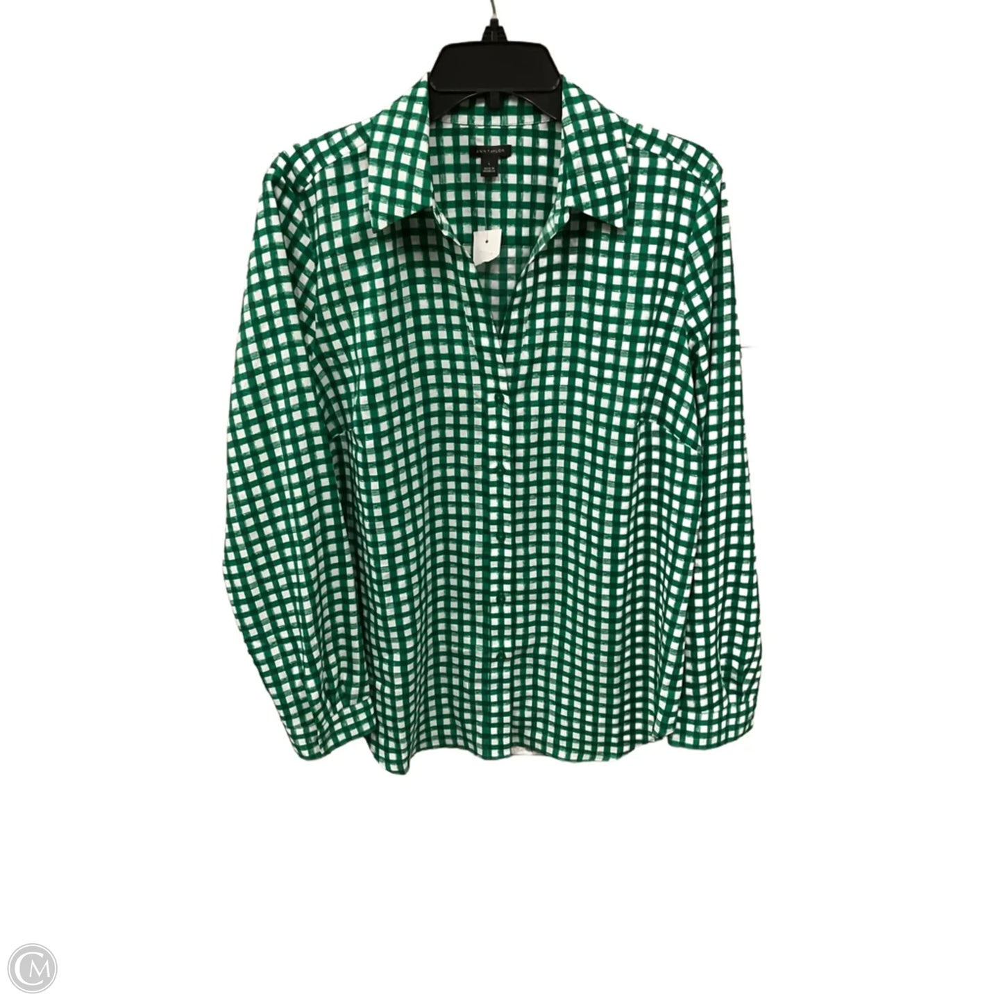 Blouse Long Sleeve By Ann Taylor In Green, Size: L