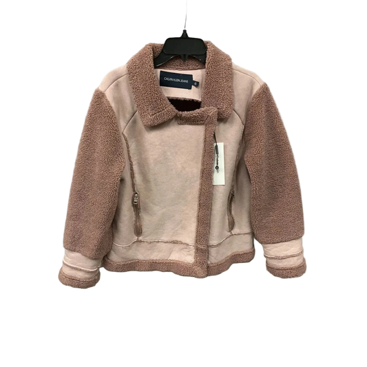 Coat Faux Fur & Sherpa By Calvin Klein In Pink, Size: L