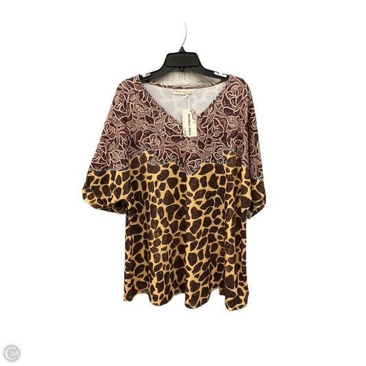 Top Short Sleeve By Southern Stitch In Animal Print, Size: 3x