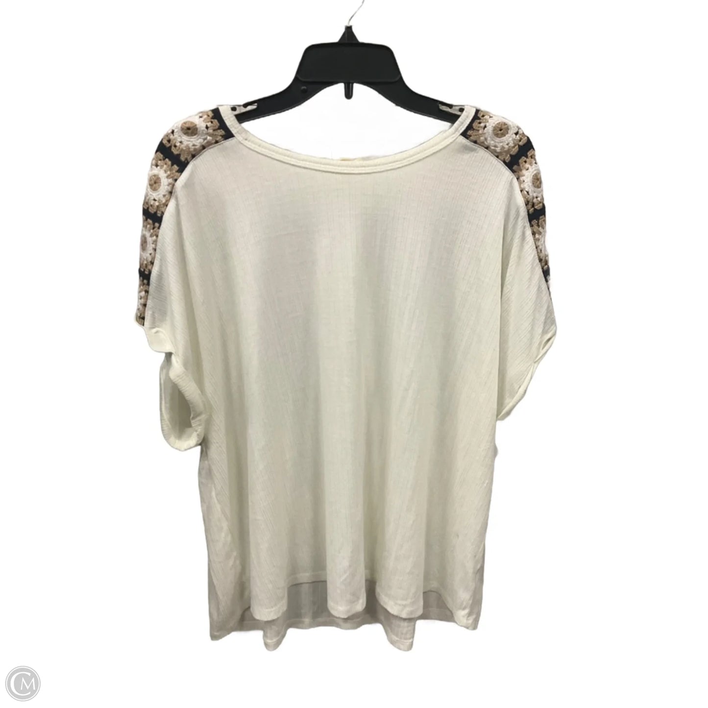Top Short Sleeve By Como Blu In White, Size: 3x