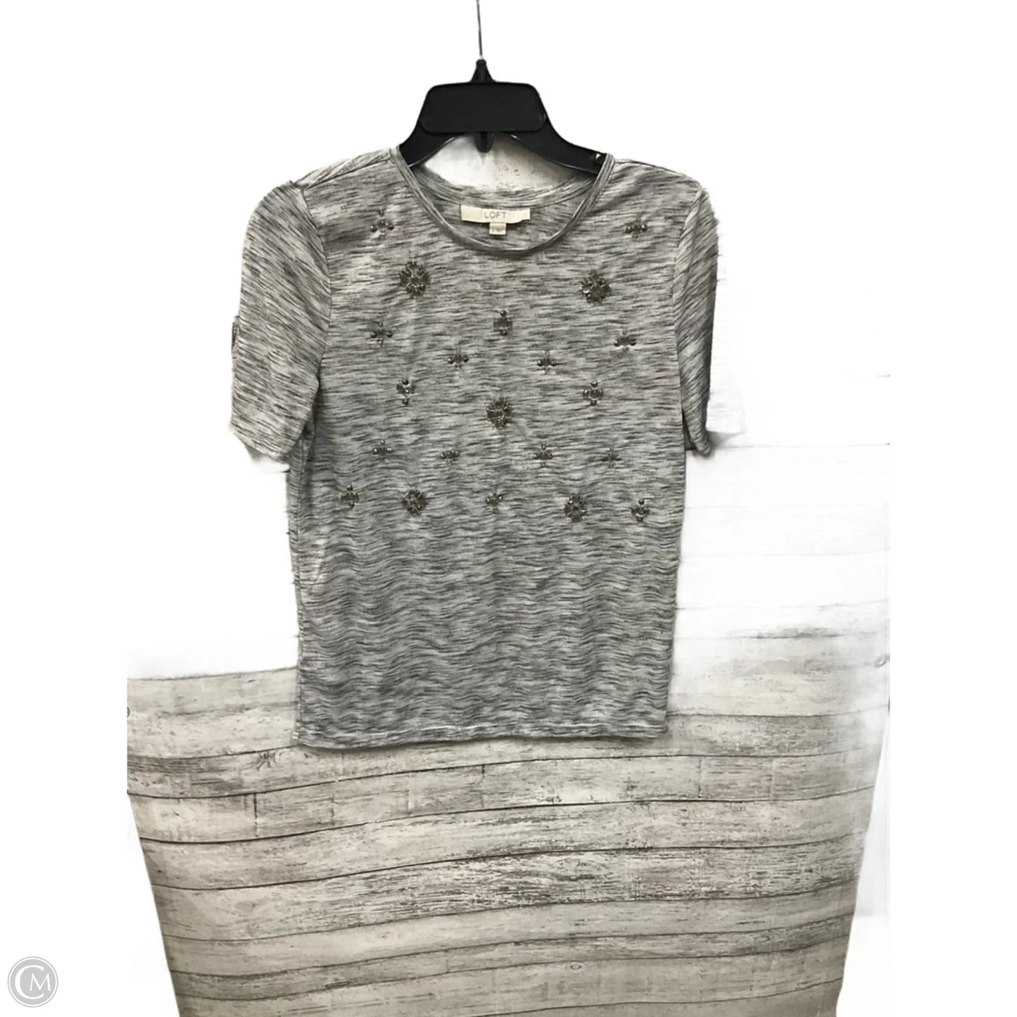 Top Short Sleeve By Loft In Grey, Size: S