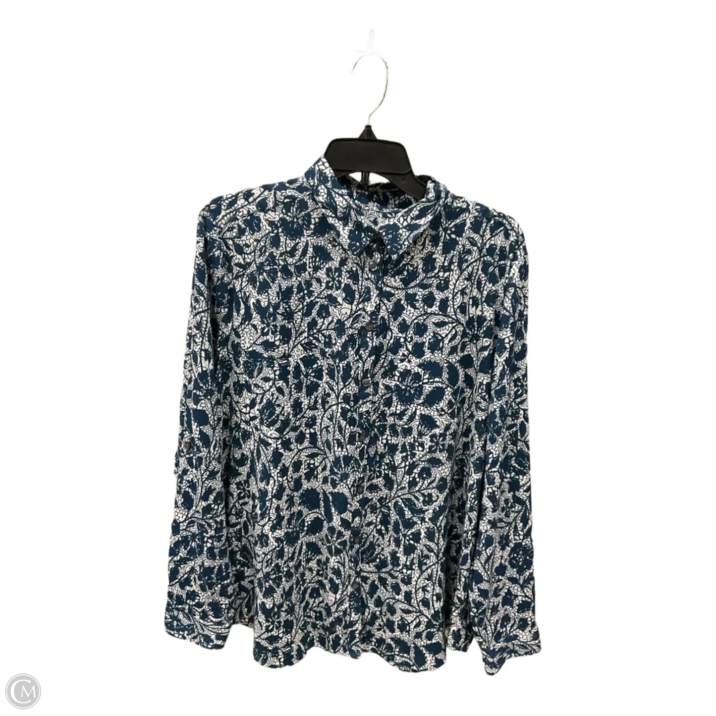 Blouse Long Sleeve By Ann Taylor In Blue, Size: Xl