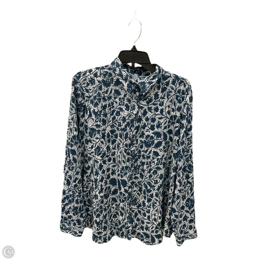 Blouse Long Sleeve By Ann Taylor In Blue, Size: Xl