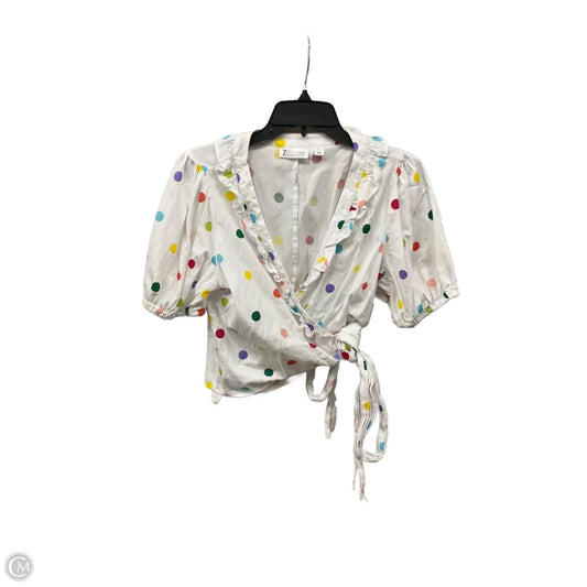Top Short Sleeve By New York And Co In Polkadot Pattern, Size: M
