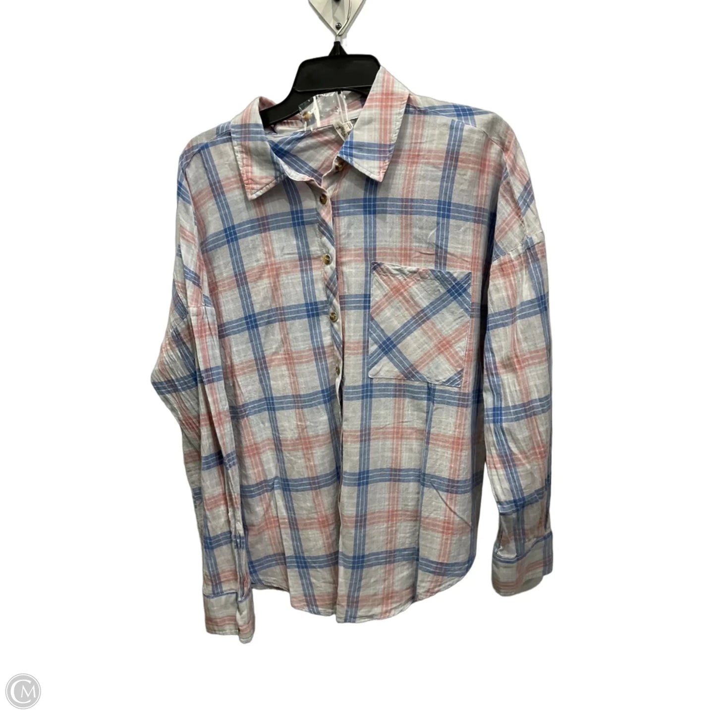 Blouse Long Sleeve By Easel In Blue & Pink, Size: L