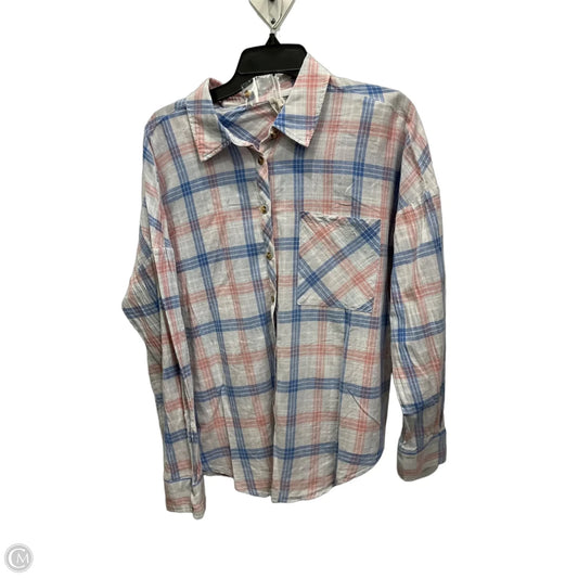 Blouse Long Sleeve By Easel In Blue & Pink, Size: L