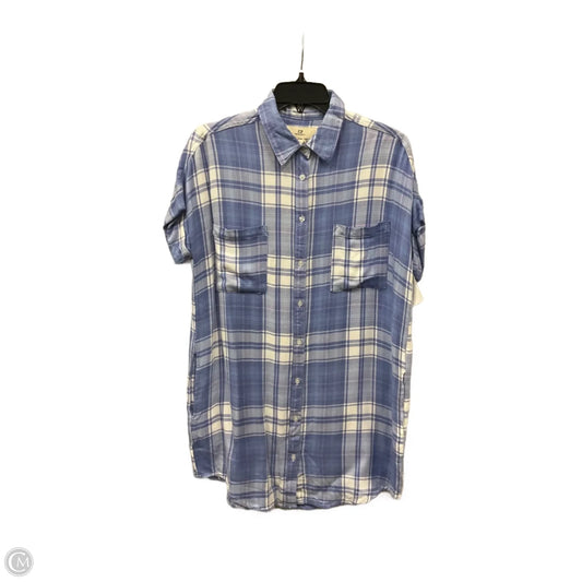 Blouse Short Sleeve By Thread And Supply In Plaid Pattern, Size: M