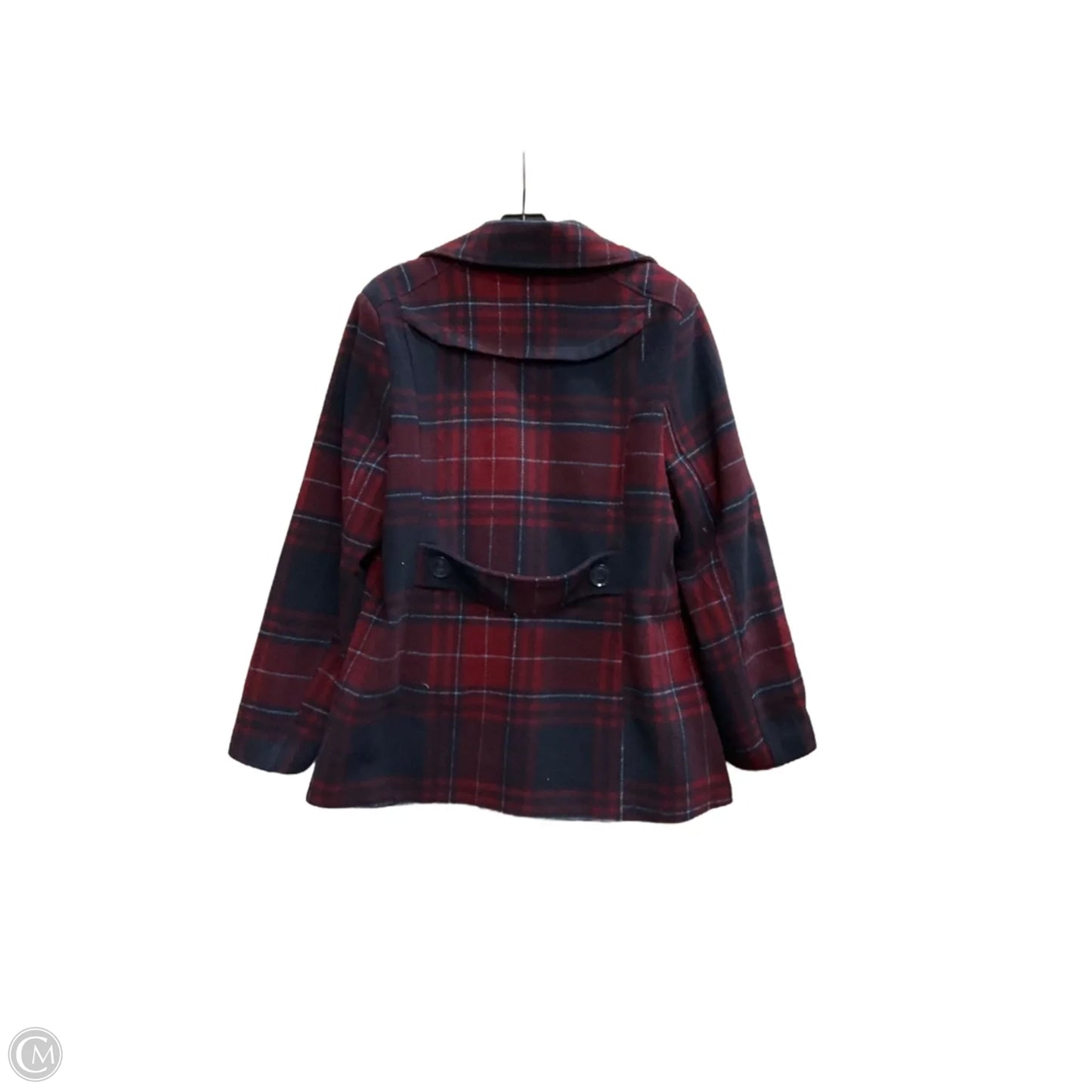 Coat Peacoat By Larry Levine In Plaid Pattern, Size: L
