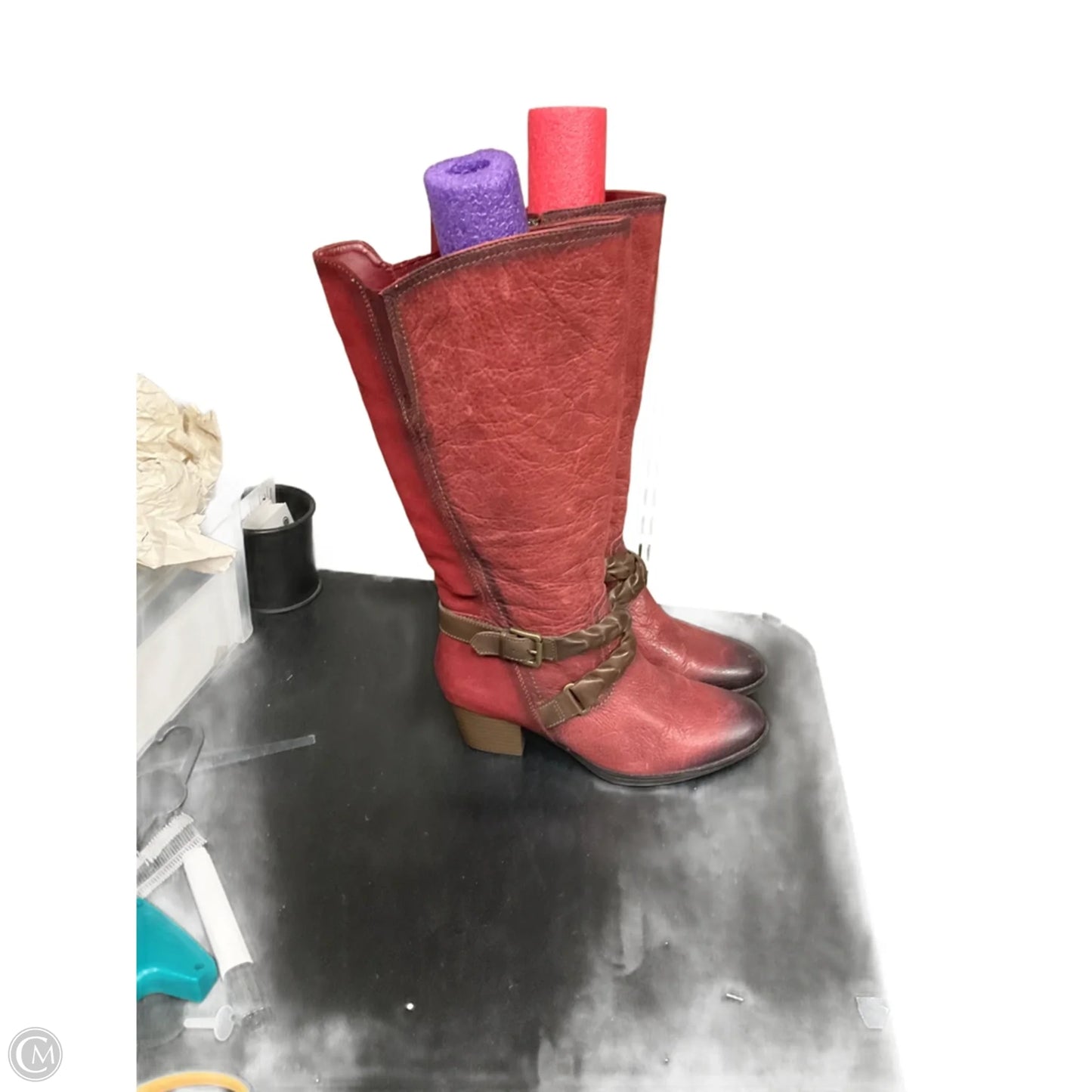 Boots Mid-calf Heels By Earth In Red, Size: 8.5