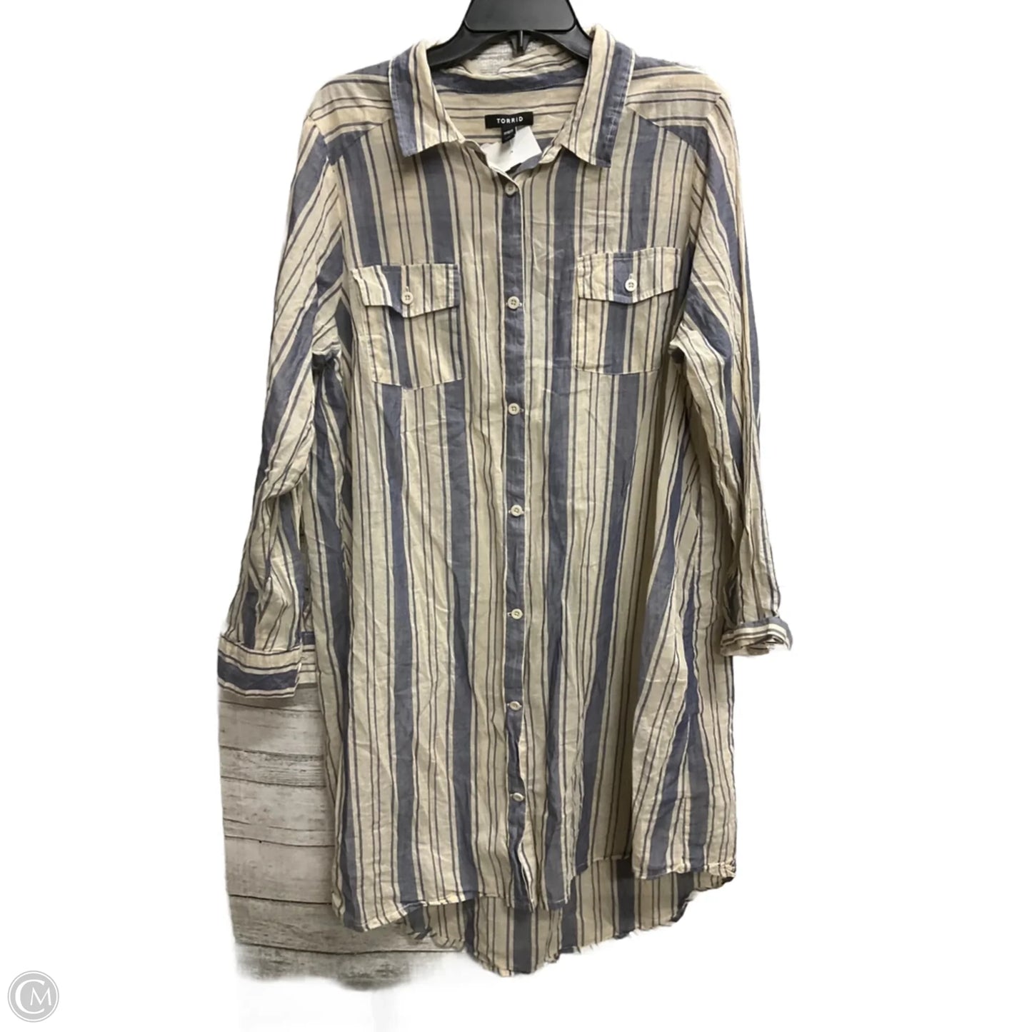 Blouse Long Sleeve By Torrid In Striped Pattern, Size: 2x
