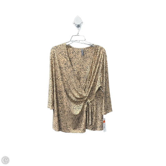 Top Long Sleeve By Massini In Brown, Size: 1x